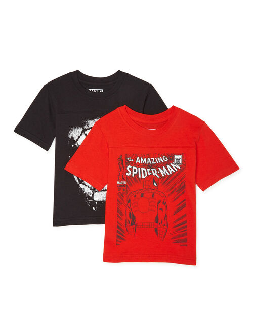 Marvel Spider-Man Boys Graffiti & Classic Comic Graphic T-Shirts 2 Pack Sizes 4-18