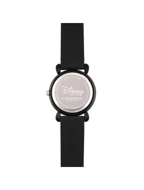 Disney Cars 3 Boys' Lightning McQueen Black Plastic Time Teacher Watch, Black Silicone Strap