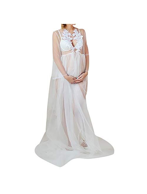 Hemlock Maternity Photoshoot Dress Sexy Lace See Through Dress Pregnancy Photography Gown Dress