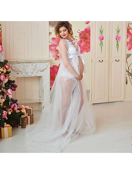 Hemlock Maternity Photoshoot Dress Sexy Lace See Through Dress Pregnancy Photography Gown Dress