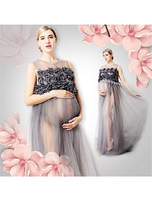 BABIFIS Maternity Dress 2019 Maternity Photography Props Maternity Flower Appliques Dress Sleeveless Lace Summer Pregnant Dress