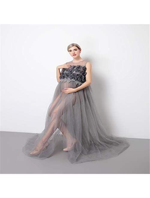 BABIFIS Maternity Dress 2019 Maternity Photography Props Maternity Flower Appliques Dress Sleeveless Lace Summer Pregnant Dress