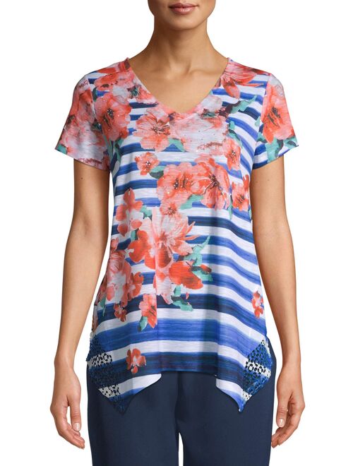 Time and Tru Women's Short Sleeve Dolman Sublimation T-Shirt