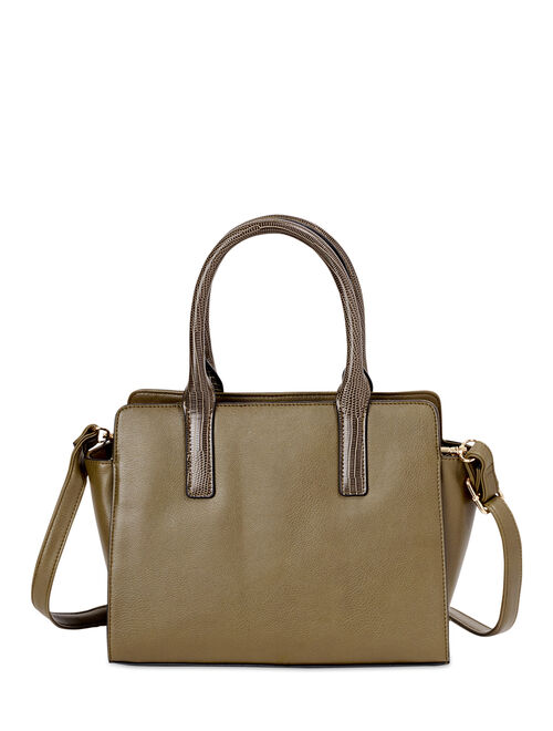 Time and Tru Faux Leather Satchel with Removable Pouch