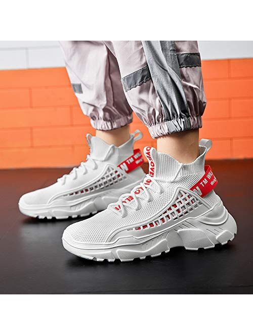 XIDISO Women Fashion Sneakers Running Laces Walking Athletic Shoes Outdoor Team Casual Sports Lightweight Breathable Comfortable Stylish