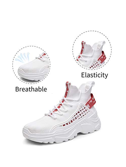 XIDISO Women Fashion Sneakers Running Laces Walking Athletic Shoes Outdoor Team Casual Sports Lightweight Breathable Comfortable Stylish