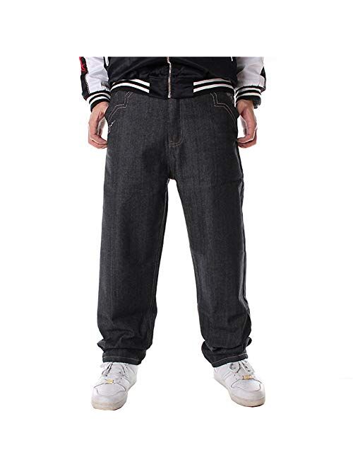 Buy LUOBANIU Men's Vintage Hip Hop Style Baggy Jeans Denim Loose Fit ...