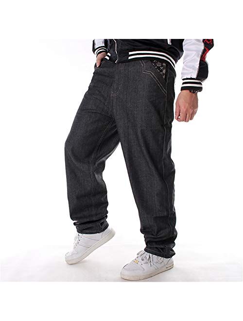 LUOBANIU Men's Vintage Hip Hop Style Baggy Jeans Denim Loose Fit Dance Skateboard Pants