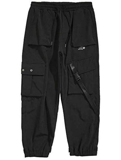 MOKEWEN Men's Techwear Cyberpunk Hip Hop Ankle Casual Jogger Cargo Pants with Pocket