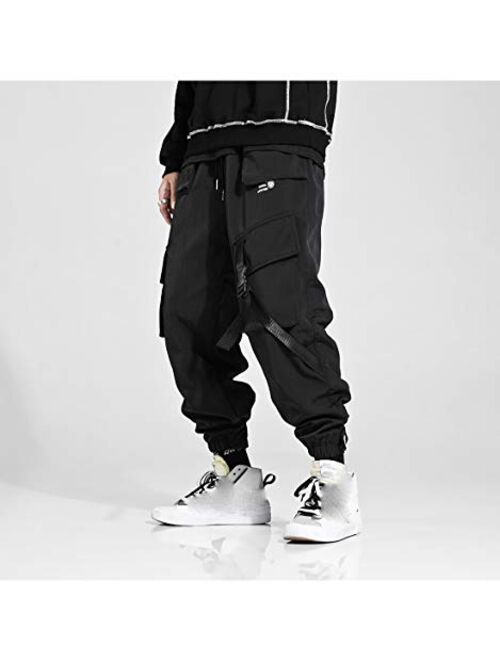 MOKEWEN Men's Techwear Cyberpunk Hip Hop Ankle Casual Jogger Cargo Pants with Pocket
