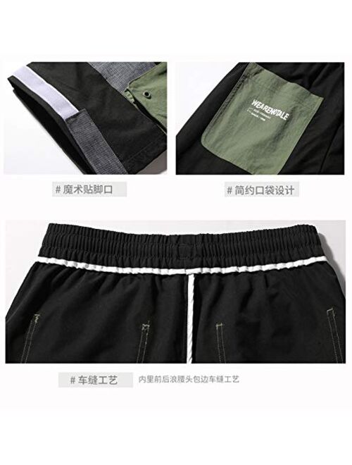 MOKEWEN Men's Drawstring Techwear Jogger Cargo Shorts with Pockets
