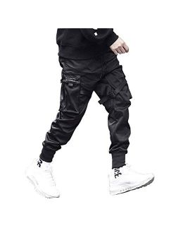 Mens Casual Pants Multi-Pockets Fashion Cargo Joggers Gym Drawstring Long Pants
