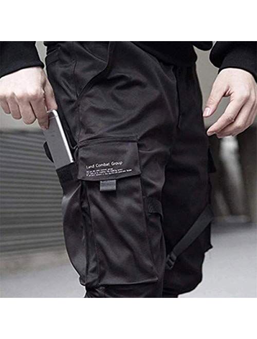 Astellarie Mens Casual Pants Multi-Pockets Fashion Cargo Joggers Gym Drawstring Long Pants