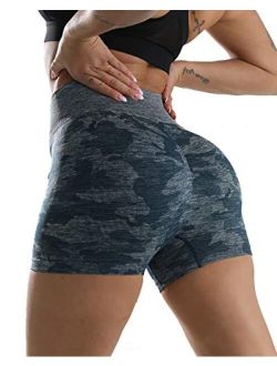 Women’s Workout Seamless High Waisted Yoga Shorts Sports Gym Camo Tummy Control Short Leggings