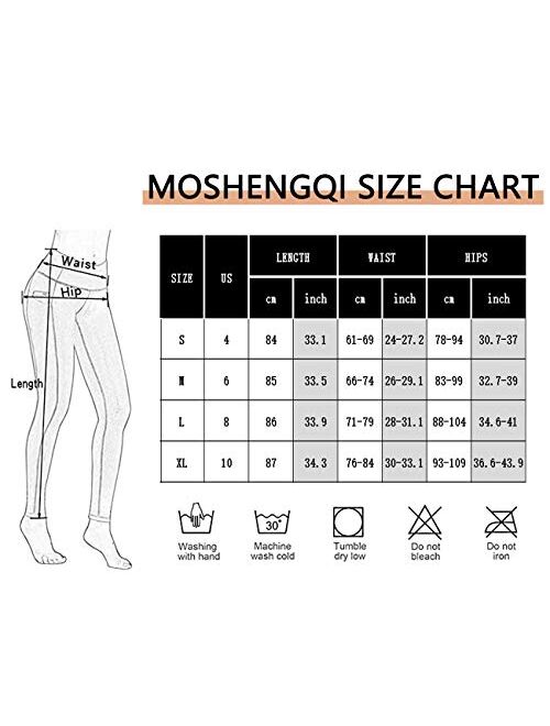 MOSHENGQI High Waist Yoga Pants with Pockets Tummy Control Pattern Leggings