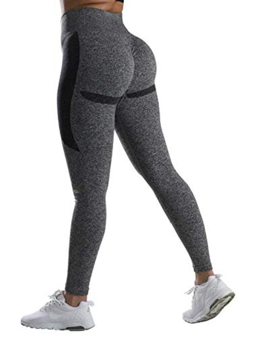 MOSHENGQI Ruched Butt Lifting High Waist Textured Yoga Pants Tummy Control Workout Leggings