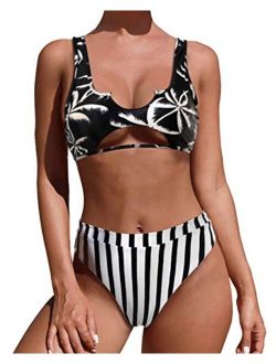 Women's Micro Bikini Swimsuits Hallow Out High Waisted 2 Piece Bathing Suits