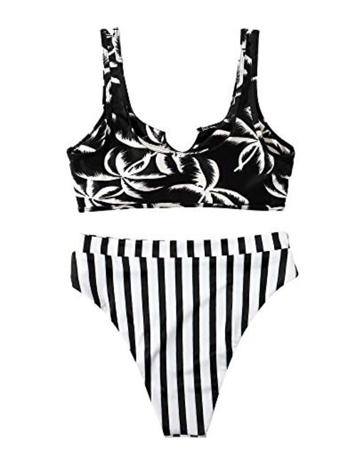 MOSHENGQI Women's Micro Bikini Swimsuits Hallow Out High Waisted 2 Piece Bathing Suits
