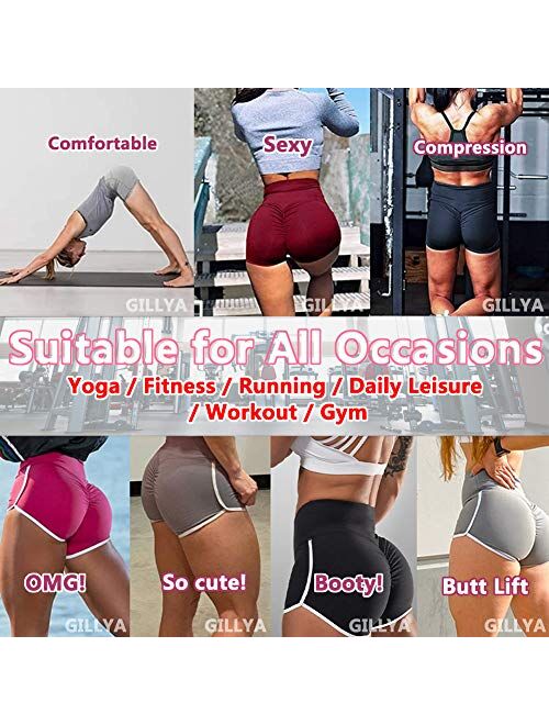 GILLYA Ruched Butt Shorts Scrunch Butt Yoga Pants Shorts for Women High Waisted Booty Lift Ruched Booty Short Leggings 