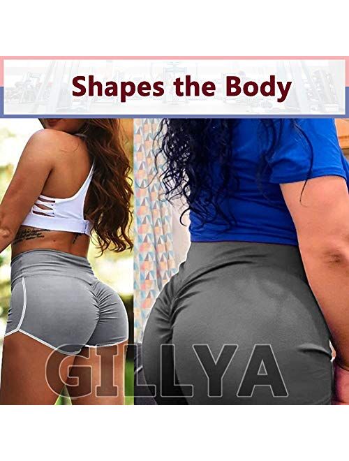 GILLYA Ruched Butt Shorts Scrunch Butt Yoga Pants Shorts for Women High Waisted Booty Lift Ruched Booty Short Leggings