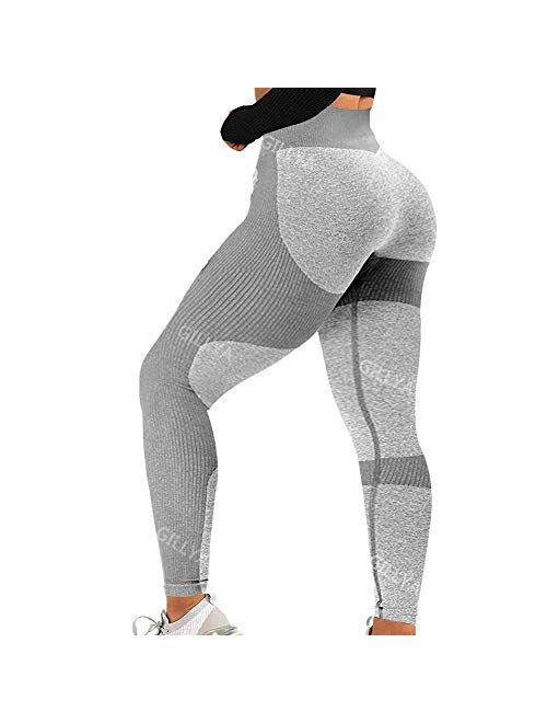 GILLYA Gym Workout Seamless Leggings Butt Lifting Seamless Leggings Butt Lift High Waisted Yoga Pants