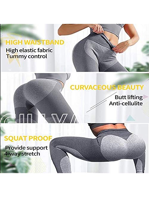 GILLYA Gym Workout Seamless Leggings Butt Lifting Seamless Leggings Butt Lift High Waisted Yoga Pants