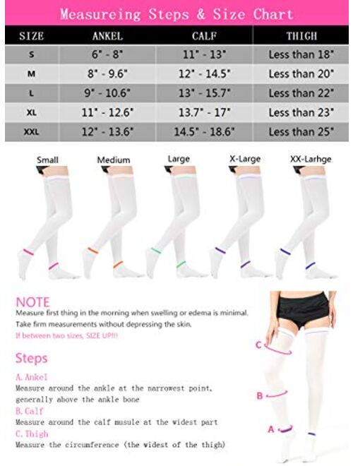 GILLYA T.e.d. Anti Embolism Stockings Thigh High Knee Length, White TED Stockings Women Men, 15-20 mmHg Compression TED Hose
