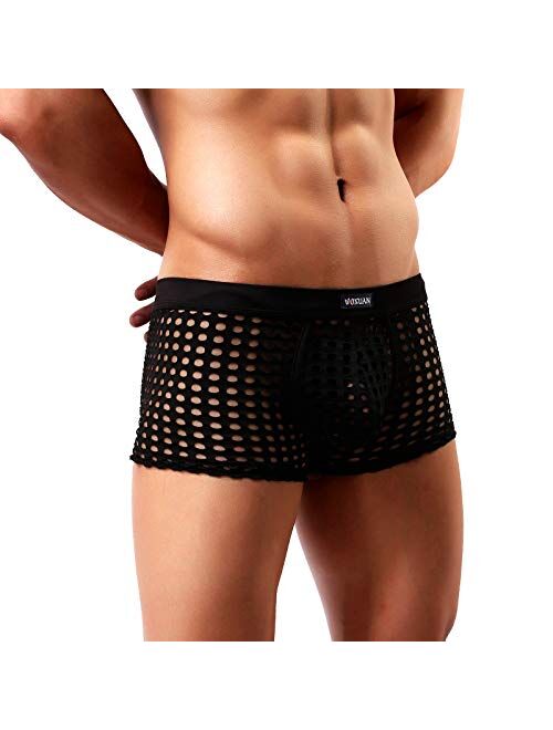 Arjen Kroos Men's Hollow out Boxer Briefs Breathable Mesh Trunks Underwear
