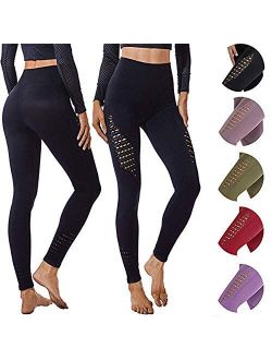 Women Seamless Gym Leggings Power Stretch High Waisted Yoga Pants Running Workout Tights Tummy Control