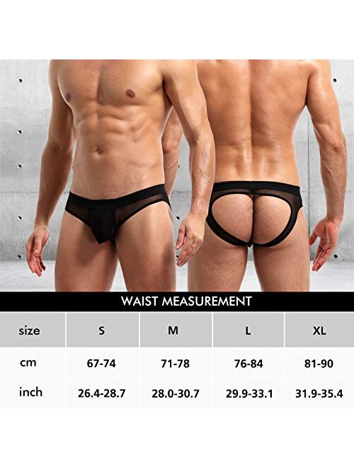 Arjen Kroos Men's Breathable Mesh Jockstrap See-Through Backless Briefs Pouch Underwear