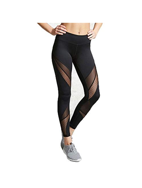 JGS1996 Women Sports Black Mesh Trouser Gym Workout Fitness Capris Yoga Pant Legging
