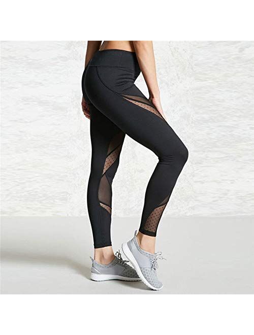 JGS1996 Women Sports Black Mesh Trouser Gym Workout Fitness Capris Yoga Pant Legging