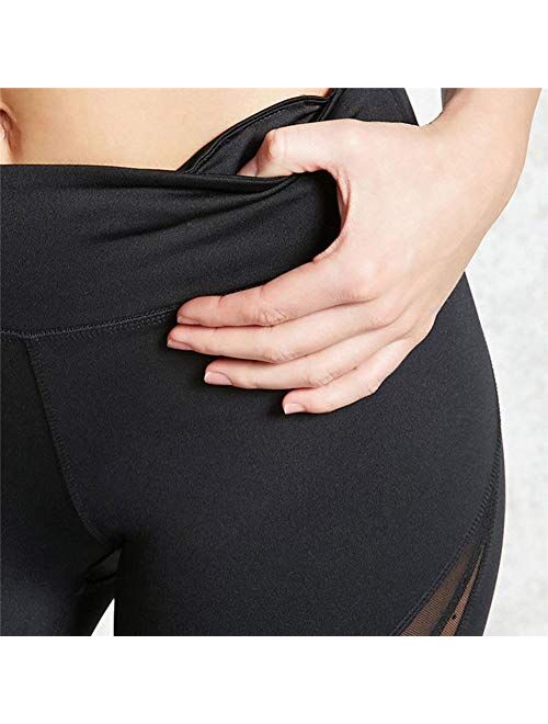 JGS1996 Women Sports Black Mesh Trouser Gym Workout Fitness Capris Yoga Pant Legging