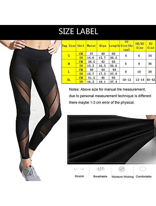 JGS1996 Women Sports Black Mesh Trouser Gym Workout Fitness Capris Yoga Pant Legging