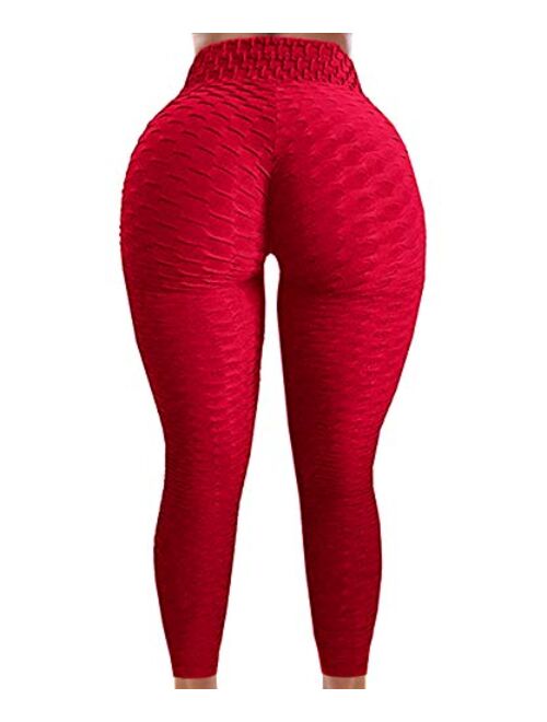 A AGROSTE Women's Booty Lifting Yoga Pants High Waist Tummy Control Anti Cellulite Lyte Leggings Workout Honeycomb Tights