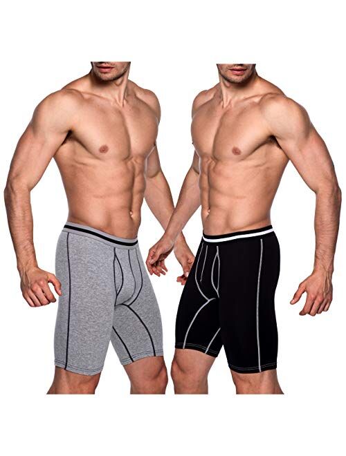 Arjen Kroos Men's Stripe Boxer Briefs Regular Leg Cotton Underwear with Functional Fly