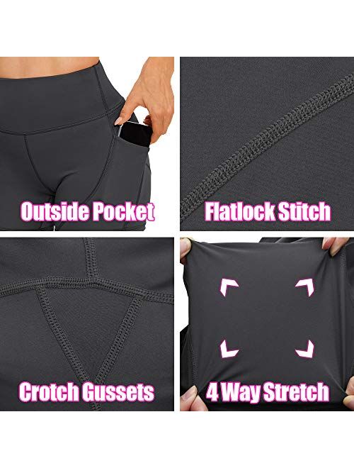 A AGROSTE Women's Out Pockets 8"/5" High Waist Workout Yoga Shorts Tummy Control Athletic Cycling Hiking Sports Shorts
