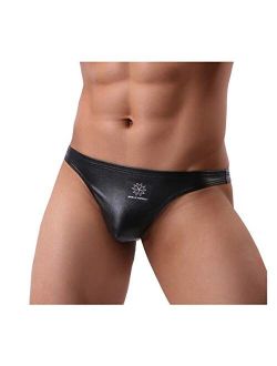 Men's Sexy Leather G-String Thong Underwear Swimwear