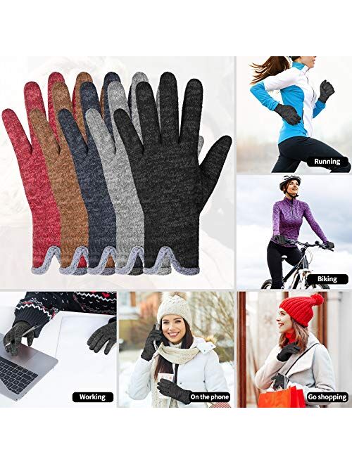 Achiou Gloves for Women Winter Touchscreen Warm Soft Comfortable Elastic Fluff Lined Texting Glove for Traveling, Working