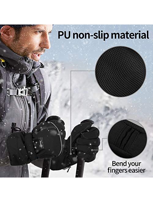 Achiou Winter Ski Gloves Waterproof for Men Warm Touchscreen PlusSize