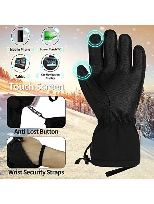 Achiou Winter Ski Gloves Waterproof for Men Warm Touchscreen PlusSize