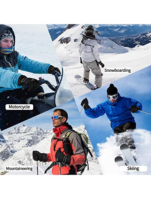 Achiou Ski Snow Gloves for Winter Waterproof & Windproof Men Warm Thermal Insulation Plus Size