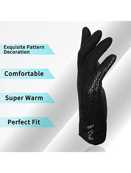 Achiou Winter Women Gloves Touchscreen Soft Comfortable Thermal Elastic Stretch Texting Glove Traveling, Running, Shopping