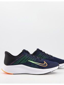 Running Quest 3 sneakers in black and volt