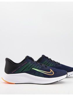 Running Quest 3 sneakers in black and volt