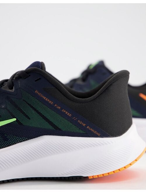 Nike Running Quest 3 sneakers in black and volt