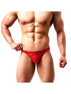 Men's Sexy Lace G-String Thong Underwear Low Rise T-Back Bikini Panties
