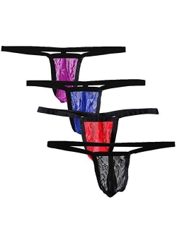 Men's Sexy Lace G-String Thong Underwear Low Rise T-Back Bikini Panties