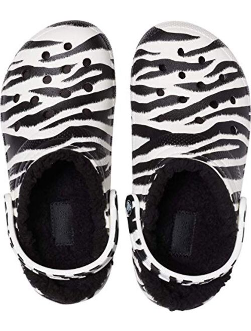 Crocs Men's and Women's Classic Lined Animal Print Clog | Fuzzy Slippers