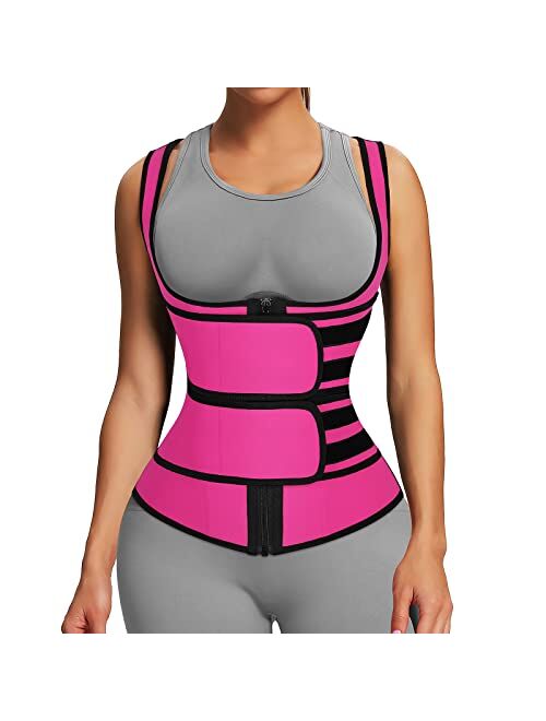 FeelinGirl Latex Waist Trainers Vest for Women Plus Size Waist Cincher Corset Fajas Triple Belts 3 Hooks 9 Steel Bones